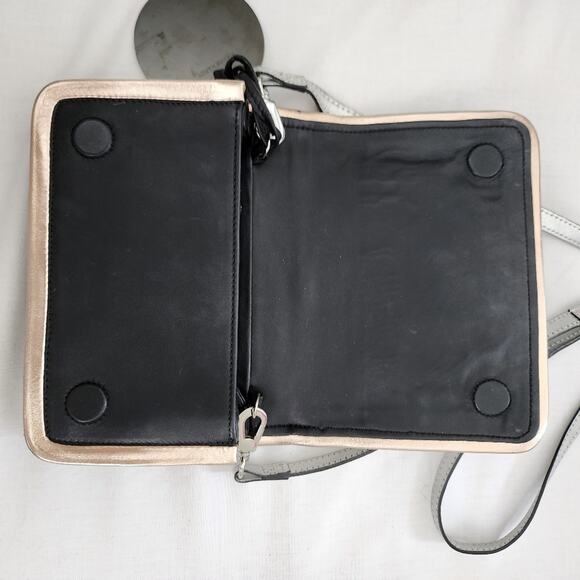 Pierre Hardy Alpha Crossbody Bag Black Lamb Leather Silver Pink Metallic Clutch - Picture 4 of 13